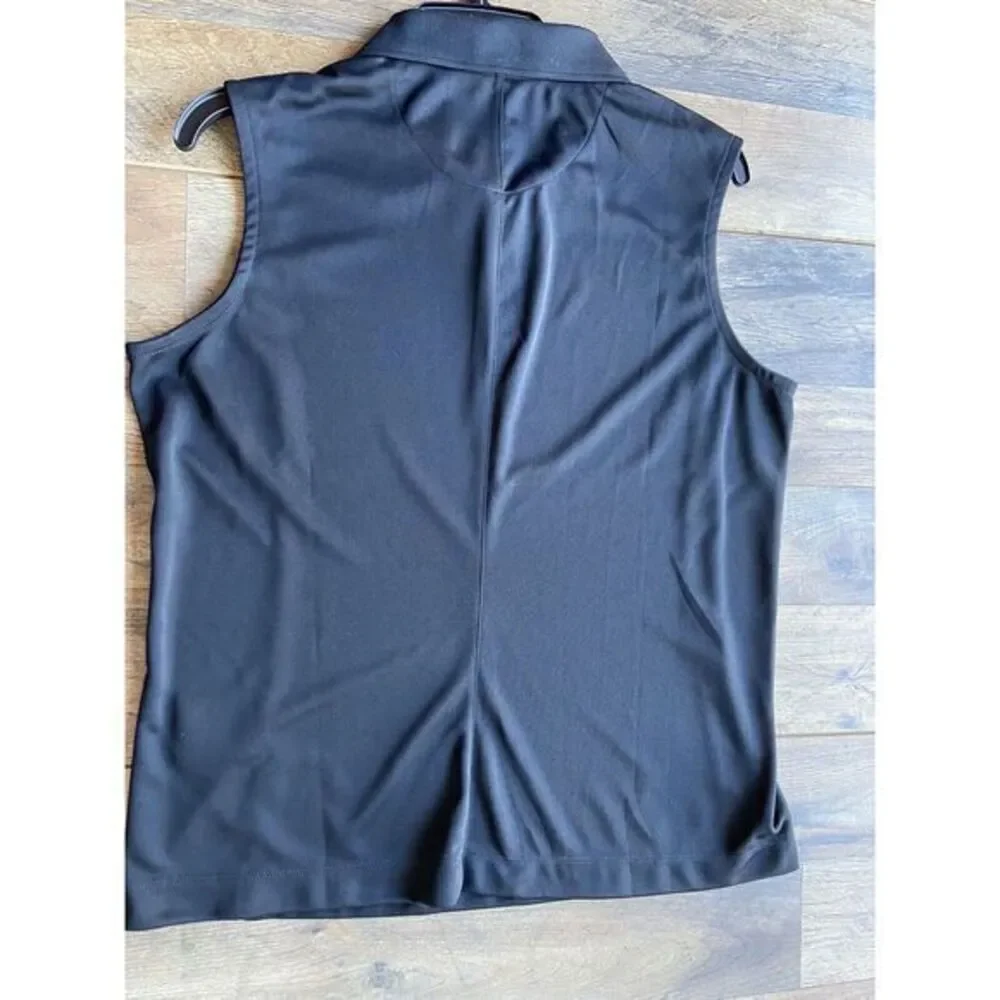 Nike‎ Golf Shirt Womens Large Black Sleeveless Polo Dri-Fit Pickleball Tennis